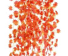 Ysber 12 künstliche Ahornzweige, 233,7 cm, rot, Deko für Heim und Garten