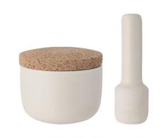 Berghoff Leo Mörser und Stößel mit Kork Deckel, Steingut, Weiß, Klein, 2-teilig