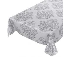 ANRO Wachstuchtischdecke Wachstuch Wachstischdecke Tischdecke abwaschbar Ranken Barock Arabeske Grau 240 x 140cm