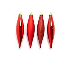 HEITMANN DECO Christbaumschmuck Olive aus Glas - Baumbehang Weihnachtskugeln Weihnachtsdeko - 4-teilig, Rot, Gold