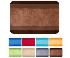Spirella Badematte | kuscheliger Hochflor | Rutschfester Badvorleger | viele Größen | waschbar 40° | 120x70 cm | Braun