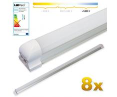 LEDVero 8x SMD LED Röhre 120 cm inkl. Fassung in kaltweiss - Leuchtstoffröhre T8 G13 Tube milchige Abdeckung - Lichtleiste mit 18 W, 1800lm- montagefertig