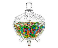 ComSaf Bonboniere mit Deckel Ф14cm, Zuckerdose aus Glas Klein, Lebensmittelechter Glasbehälter für Snacks