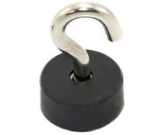 First4magnets F606RH-1 Kautschuk beschichtet Pot Magnet mit M5-Haken, 3,8 kg ziehen, Metall, silber, 22 mm Durchmesser x 10 mm dicken
