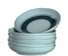 LEONARDO Teller Matera 6-er Set, 20,7 cm, 6 tiefe Keramik Teller, spülmaschinengeeignet, mit Glasur, blau, 018546