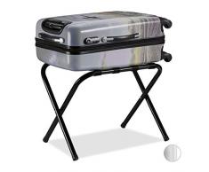 Relaxdays, schwarz Kofferständer Metall, klappbar, Gepäckablage, Kofferaufbewahrung, für Reisegepäck, HBT: 44x59x41cm