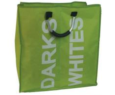 JVL Wäschekorb aus doppeltem Stoff Leinen Waschen Reinigung Tasche mit Tragegriffe, grün