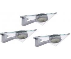 Rolux LED DreieckleuchteDF-1908 3er Set Designer-Leuchte, 9 W, silber/grau/chrom