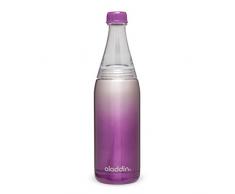Aladdin Fresco Twist & Go Edelstahl-Isolierflasche für Kaltgetränke, 0.6 Liter, Lila, Geeignet für Kohlensäure / Sprudel, Thermoflasche Wasserflasche Kühlflasche