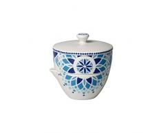 Villeroy & Boch Tea Passion Medina Zuckerdose und Milchkännchen, 2-teilig, 130 ml/110 ml, Premium Porzellan, Weiß/Blau