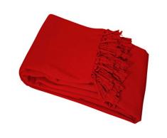 Nuances du Monde - 3006698, Sofauberwurf, 180 X 220 cm, Lana, Baumwolle Gewebt, Rot