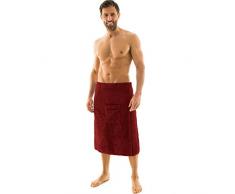aqua-textil Wellness Saunakilt Herren 70 x 160 cm Bordeaux rot Baumwolle Saunasarong Frottee Kilt kurzer Schnitt