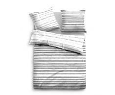 TOM TAILOR 0069893 Satin Bettwäsche Garnitur mit Kopfkissenbezug (Baumwolle) 1x 200x200 cm + 2X 80x80 cm, grau