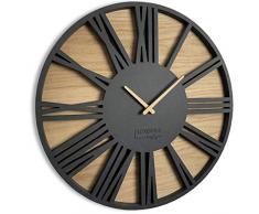 FLEXISTYLE Groß wanduhr ohne tickgeräusche Roman LOFT Schwarz 50cm, Wohnzimmer, Schlafzimmer, in EU hergestellt