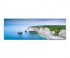 Panoramabild auf Leinwand und Keilrahmen 150x50cm Frankreich Normandie Felsen Meer Himmel