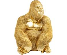 Kare Design Deko Figur Gorilla Side Medium Gold, kleine Dekofigur in Form eines Gorillas, ausgefallene Wohnzimmer Dekoration, Dekofigur Gorilla Gold, Dekoobjekt Affe (H/B/T)38,5x30x28cm