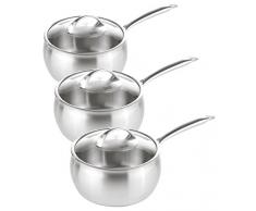 KUHN RIKON 37259 Kochgeschirr Topfset Daily 3er Set STK 16 cm - 1.8L/Topf 20 cm - 3.3L/24 cm - 7.6L m. Glasdeckel