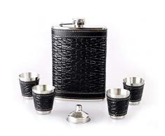 GMMH Original Flachmann Set LN 11-15 Taschenflasche Edelstahl mit Schraubverschl​uß Taschenflachmann Flask 240 ml