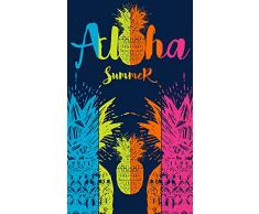 ALOHA Strandtuch Velours Jacquard 100% Baumwolle Ananas Blau 100 x 170 cm