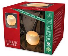 Konstsmide 1965-100 LED Dekoration Echtwachskugelkerze/für Innen (IP20)/Batteriebetrieben: 2xC 1.5V (exkl.)/warm weiÃe Diode flackernd/mit Schalter und 4h u. 8h Timer