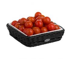 Saleen Korb mit herausnehmbarer Porzellan-Schale, Gastrotauglich, Quadratisch, Maße: 15,5 x 15,5 x 3,5 cm, Kunststofffaser/Porzellan, Schwarz/Weiß, 02101019160