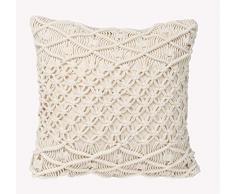 Boho-Kissen, Makramee, Dekokissen, Quaste, handgefertigt, gestrickt, Kissenbezüge, Bodenkissen, 39,9 x 39,9 cm (Quaste) 15.7*15.8 No Tassel