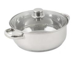 Crealys 502385 Kochtopf, Edelstahl, 4 l, mit Glasdeckel, Durchmesser: 24 cm