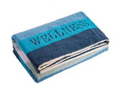 aqua-textil Wellness Saunatuch 80 x 200 cm Streifen blau Baumwolle Frottee Sauna Handtuch Strandtuch