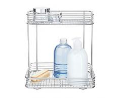 iDesign Vienna Badregal, praktischer Korb aus Metall mit zwei Etagen zur Kosmetikaufbewahrung oder für Shampooflaschen, silberfarben