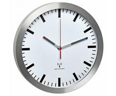 TFA Dostmann Analoge Funk-Wanduhr, leise Uhr, mit Aluminium-Rahmen, Funkuhr, weiß, 60.3528.02