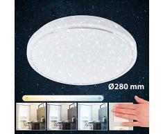 Briloner Leuchten LED Deckenleuchte mit Sternen-Dekor inkl. Chromring, Deckenlampe Farbtemperatursteuerung (warm weiß-neutral Tageslichtweiß), 12 W, Ø 28cm