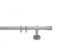 indeko VERUS, Gardinenstange Ø 20 mm aus Metall auf Maß, 1-Lauf, sterling silber, Komplettset mit Zubehör