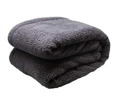 Close Up Henry´s Wohndecke - Hochwertige XXL Decke - flauschig weiches Fleece, Lammflor Plüsch (Dicke Ausführung), Sherpa Optik - warm - 150 x 200 cm - Grau/Anthrazit