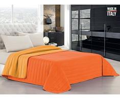 Elegant Sommer Steppdecke orange/gelb, 100% Mikrofaser, 220x270cm