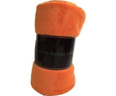 Ultra Weich Cozy Plush Fleece Warm Solid Colors Reisen Überwurf Decke 127 x 152,4 cm (127 cm x 152 cm), Polyester-Mischgewebe, Orange, 50 X 60 (127 Cm X 152 Cm)