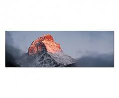 Panoramabild auf Leinwand und Keilrahmen 150x50cm Matterhorn Gipfel Nebel Dunst Morgengrauen