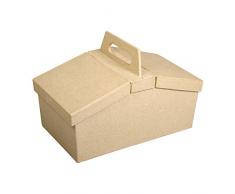 RAYHER 71887000 Pappmaché Korb FSC Recycled 100%, 20 x 11 x 13 cm mit 2 Klappdeckeln