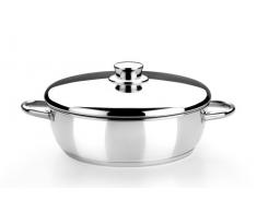 Monix Optima - Schmorpfanne 26 cm mit Deckel aus Edelstahl 18/10