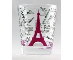 Paris Frankreich Eiffelturm und Karte pink Shot Glas