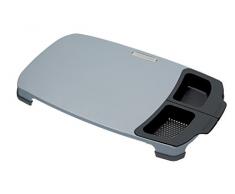 Kitchencraft MasterClass Rutschfestes, angehobenes Schneidebrett aus Kunststoff, mit Fächern, 47 x 28 x 4 cm (18,5 x 11 x 1,5 Zoll), Grau/schwarz, 12 x 17 x 22 cm