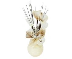 Flourish 790424 813 Vase mit cremefarbenen und braunen Kunstblumen, Dekoartikel, Geschenk, Heimdekoration, 32Â cm, cremefarben