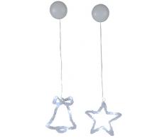 LED-Fenstersilhouetten im 2er Set Stern und Glocke Material: Acryl, je 6 cool white LED ca. 14 x 14 cm, Batterie, mit Saugnapf
