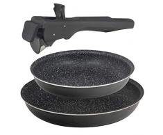 Set mit 2 Pfannen Ø20 + 26 cm Aluminium gepresst Induktion Click & Cook Black mit Griff Click & Cook