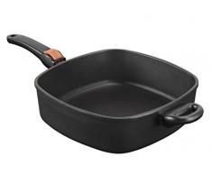 SKK 2484 Titanium 2000 Plus - Guss-Schmorpfanne 28 x 28 cm, 8 cm hoch, eckig, keramisch verstärkt, antihaft-beschichtete Pfanne, mit abnehmbarem Griff, Made in Germany