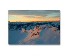 Premium Textil-Leinwand 90 x 60 cm Quer-Format Ausblick von der Zugspitze früh am Morgen | Wandbild, HD-Bild auf Keilrahmen, Fertigbild auf hochwertigem Vlies, Leinwanddruck von Manuela Seiler