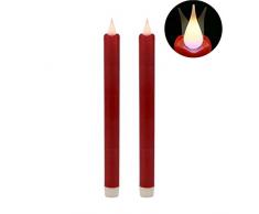 Geschmolzene LED-Spitzkerzen mit Zeitschaltuhr, 22,9 cm, batteriebetrieben, mit silberfarbenem Glitter, 2 Stück, burgunderfarben, 23 cm