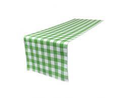La-Bettwäsche mit kariert Tischläufer, Polyester, Weiß/Lindgrün, 35.56 x 274.32 x 0.04 cm
