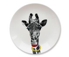 MUSTARD - Wild Dining Giraffe Dinner Plate I Keramik Teller I 100% Keramik I Runder Essteller I besonders I lustiger Speiseteller I Teller mit Tierprint I Geschenkidee für Studenten - Gina Giraffe
