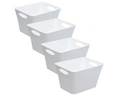 Rotho Living 4er-Set Aufbewahrungsbox 24 l, Kunststoff (PP), Weiß, 24 Liter (43,1 x 32,1 x 26 cm)