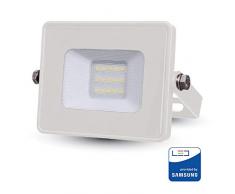 V-TAC LED Strahler 10W, Weißes Gehäuse, IP65 4000K Tagesweiß 800 Lumen